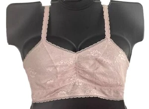 14/16 Spitze Nylon Bralette Drahtlos Cross-Back PINK Cacique Lane Bryant Neu ohne Etikett - Bild 1 von 16