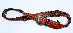 Vintage Brighton Leather Belt Concho Brown Western Silver Heart 43908 Large USA - Picture 1 of 8