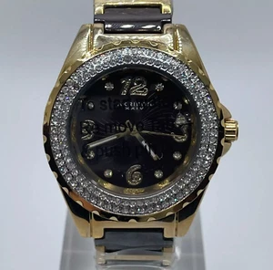 Akribos XXIV Watch Womens 39mm Case Gem Set Bezel St. Steel Ceramic Band Quartz - Picture 1 of 13