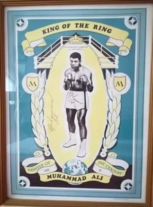 Poster firmato Muhammad Ali "Re dell'Anello". Boxe. RARA. Ottime condizioni. - Foto 1 di 2