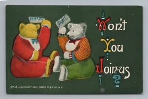 1907 Tower Bears Anthropomorphic Vintage Postcard - Picture 1 of 2