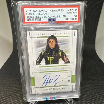 2021 National Treasures Hailie Deegan National Treasures Autograph /15 PSA 10 - Image 1 of 2