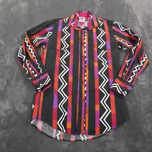 Camisa De Colección Roper Hombres Pequeña Roja Geométrica Occidental Azteca Perla Snap Barril Puño - Imagen 1 de 11