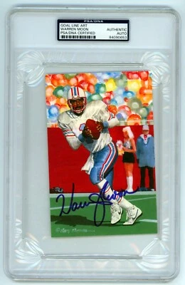 Warren Moon Signed Auto GLAC Goal Line Art Card PSA Authentic Auto Oilers HOF - Image 1 of 2