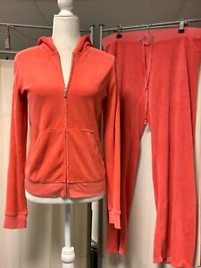 Juicy Couture Terry Tracksuit Wide Leg Low Rise Lounge Pants Zip Up Hoodie US6/8