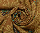 Sushila Vintage Brown Saree 100% Pure Silk Printed Floral Soft Craft Sari Fabric