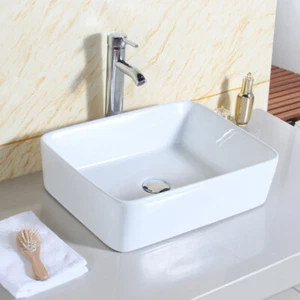 Waschbecken Aufsatzwaschbecken rechteckig Keramik 40cm Waschtisch Waschschale WB - Bild 1 von 9