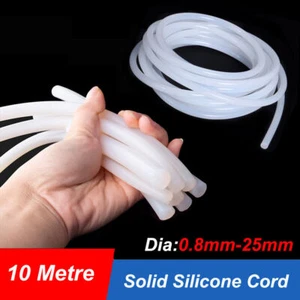 White Solid Silicone Rubber Cord Seal O Ring Cord Dia. 0.8/1/2/3/4/5/6/8/10-25mm - Picture 1 of 14