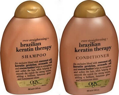 Champú y acondicionador OGX TERAPIA DE QUERATINA BRASILEÑA 13 oz cada uno (JUEGO COMBINADO) Foto 1 de 4