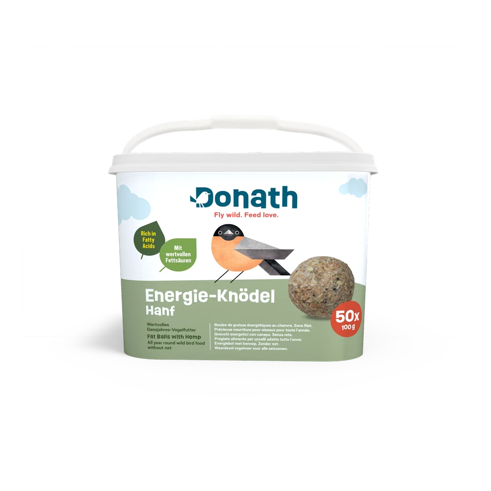 Donath Ganzjahres-Vogelfutter Energie-Knödel Hanf 50 x 100g (ohne Netz)