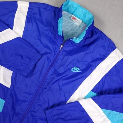 Jaqueta Nike Track Masculina Vintage Anos 80 Anos 90 M Azul Colorblock Zíper Completo Ventilado Quebra-Vento - Imagem 1 de 4