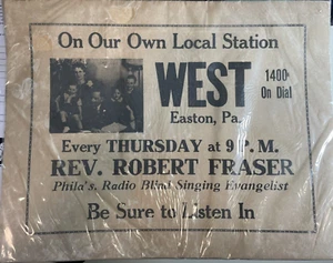 WEST 1400 AM Easton PA Robert Fraser Radio Blind Singing Evangelist Northampton - Bild 1 von 2