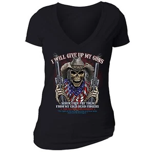 Give Up My Guns T-shirt American USA Cold Flag Dead Skull 2nd Second Amendment - Picture 1 of 2