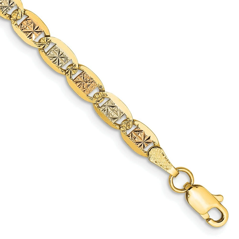 8" 14K Tri-color Gold 3.8mm Pave Valentino Chain Bracelet - Image 1 of 1