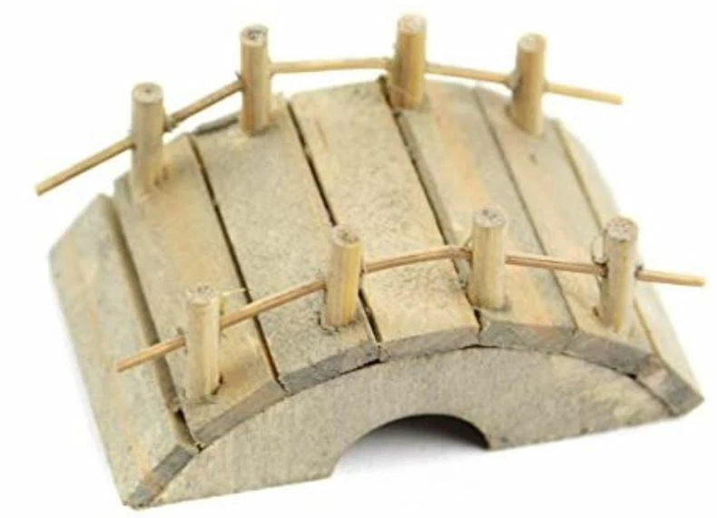 Micro Mini Puente de Madera Marrón Rústico, Puente de Madera con Rieles Foto 1 de 1