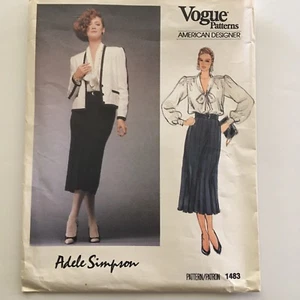 Vtg Vogue Adele Simpson Sewing Size 8 Uncut Pattern 1483 Jacket Skirt Blouse - Picture 1 of 7