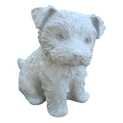 Estatua de jardín al aire libre de cemento Yorkshire de piedra fundida para perro cachorro Foto 1 de 4