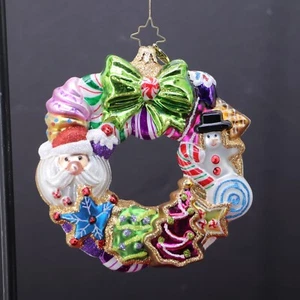 Christopher Radko Treat Wreath Cookies Retired 2015 Glass Christmas Ornament 6" - Picture 1 of 15