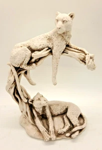 Vintage JART Skulptur Jaguar Paar auf Baum Figur geschnitzt Harz Mexiko - Bild 1 von 6