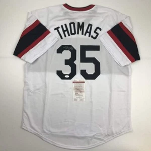 Autographed/Signed FRANK THOMAS Chicago Retro White Baseball Jersey JSA COA Auto - Picture 1 of 4