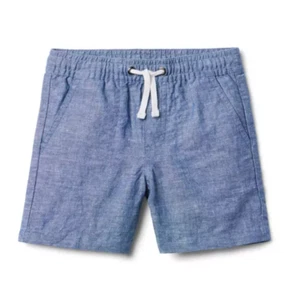 NWT Janie And Jack Boys Chambray Blue Linen-Cotton Drawstring Short Sz 10 - Picture 1 of 3