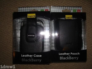 2 x BLACKBERRY Bold 9000 Storm 2 LEATHER CASE & POUCH in Black BRAND NEW! Logic3 - Picture 1 of 1