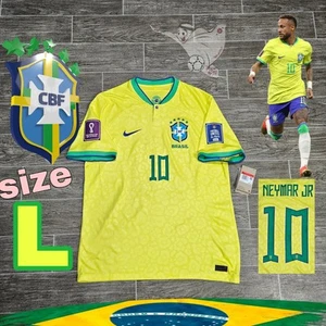 Nike Brazil Neymar Jr#10 2022 Qatar World Cup Home Jersey Men's Large With Patch - Picture 1 of 14