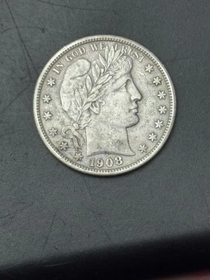 1908-S Barber Half Dollar 50c coin environmental damage - Image 1 of 2