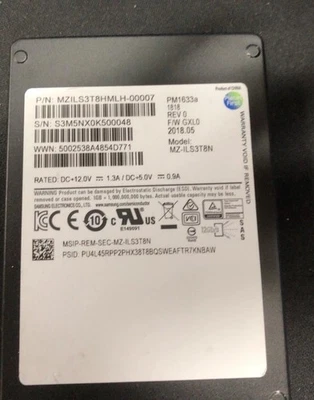 Samsung PM1633A 3.84TB SSD 2.5" SAS 12Gb/s MZ-1LS3T8N MZ1LS3T8HMLH-00007 - Bild 1 von 3