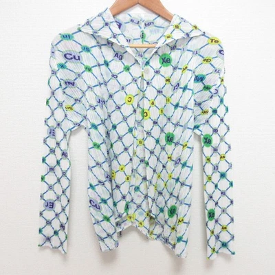 Cárdigan PLEATS PLEASE ISSEY MIYAKE PP841-JO662 Talla 3 Blanco/Azul Mujer USADO Foto 1 de 4