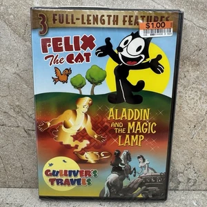 Felix Cat +Aladdin and the Magic Lamp+Gullivers Travels 3 MOVIE CARTOON SET New - Bild 1 von 8