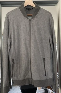 Michael Kors Men's  Bomber Jacket Gray Knit Full Zip Sweatshirt L - Picture 1 of 9