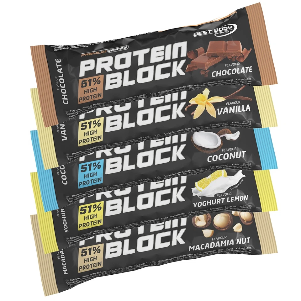 (EUR 26,44 / kg) Best Body Nutrition Protein Block Eiweiß Riegel a 90g