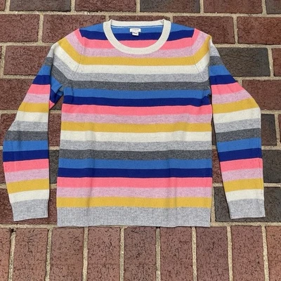 J. Suéter Crew Teddie Mujer Talla Mediana Acogedor Multicolor Lana Rayas Extravagante M Foto 1 de 4