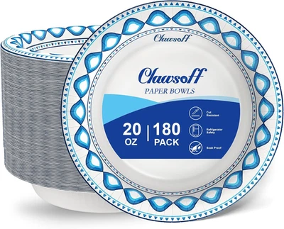 Cuencos de papel de 20 oz - Paquete de 180 cuencos de sopa desechables de alta resistencia para fiestas Foto 1 de 4