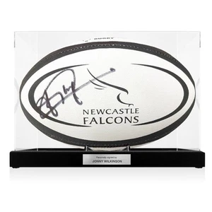 Jonny Wilkinson Signed Newcastle Falcons Rugby Ball. Display Case With Plaque - Picture 1 of 4