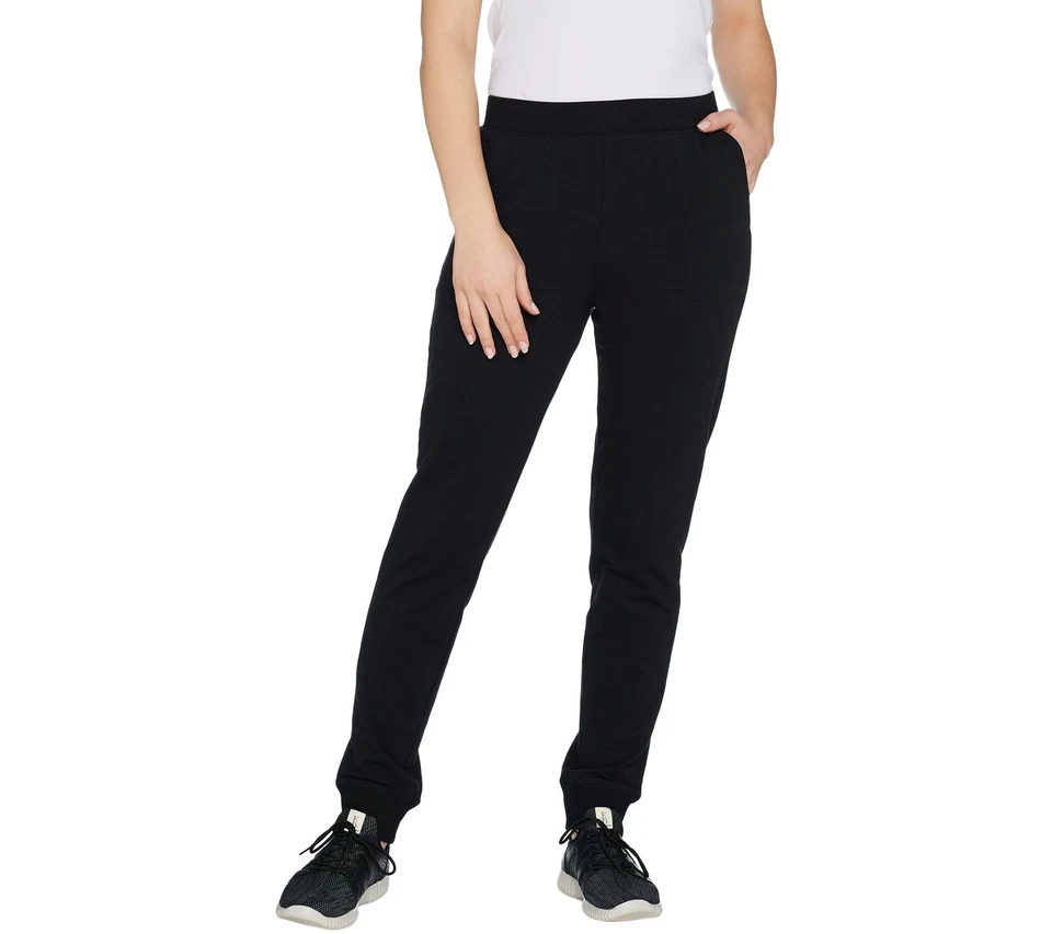 Denim & Co. Women's Pants Sz M Active Pull on Knit Jogger Black A300833