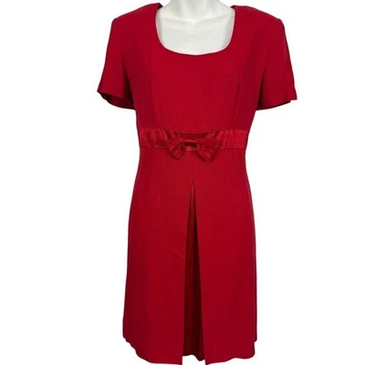 Scarlett Womens Vintage 90s Y2K Red Babydoll Satin Trim Kick Pleat Dress sz 8 - Image 1 of 4