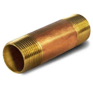 4" Long Brass Nipple Pipe Fitting with 3/4" Nominal Diameter and NPT Ends - Picture 1 of 7