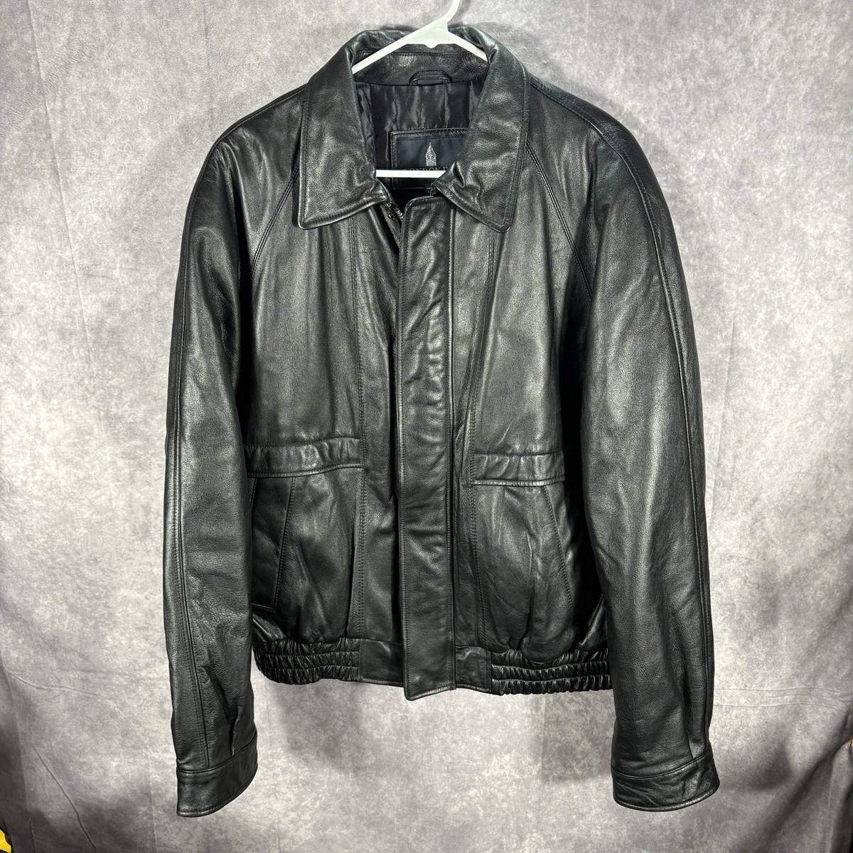 ジャケット・アウター old londo fog leather wool blouson black London Fog Towne Bomber Leather Jacket Mens L Coat