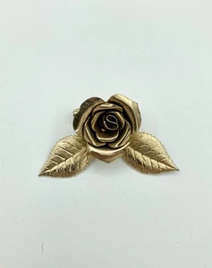 Broche Rosa 3D Vintage - Flor Floral Tono Dorado - Imagen 1 de 4