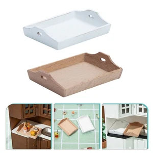 2 Pcs Mini Kitchen Furniture Micro Scene Serving Trays Dollhouse - Picture 1 of 12