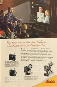 Cámaras Kodak 1947 anuncio impreso Navidad tradición americana películas caseras Eastman - Imagen 1 de 1