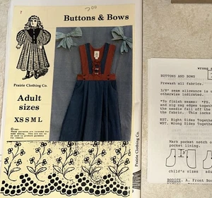 Vintage 1989 Prairie Clothing Co. Knöpfe & Schleifen Pullover Schnittmuster Erwachsene XS S M L - Bild 1 von 2