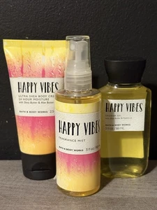 Bath and Body Works Happy Vibes Mist,Crema Corpo e Gel Doccia NUOVO RARO - Foto 1 di 1