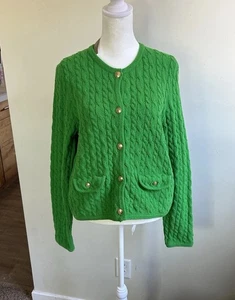 J. Crew $168 Odette cable knit sweater lady jacket bouclé womens small green NEW - Picture 1 of 9