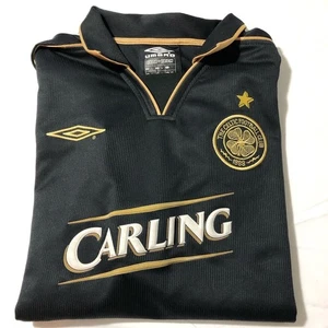 Celtic 2003/04 away football soccer shirt jersey umbro black gold carling men L - Picture 1 of 12