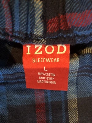 Pantalones de dormir pijama polar sedoso IZOD para hombre L, a cuadros, nuevos Foto 1 de 4