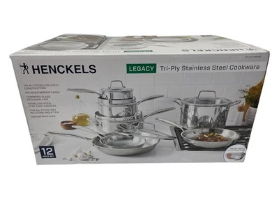 ZWILLING J.A. HENCKELS Henckels Legacy Tri-Ply Clad 12 Piece Stainless Steel Cookware Set All Stovetops