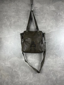 Borsa a tracolla Aunts & Uncles Y2K tutta pura pelle marrone oliva made in German - Foto 1 di 14